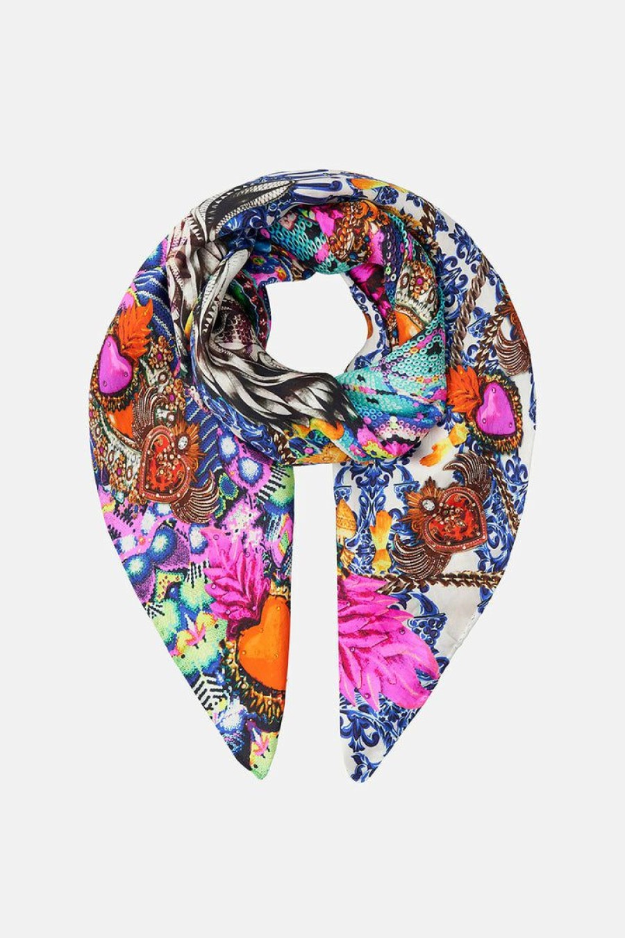 Accessories Camilla Eboutique (Us) | Camilla Eboutique (Us) Accessories Large Square Scarf Lucky Charms