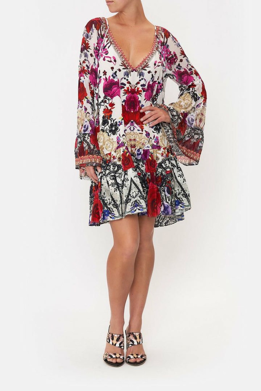 Clothing Camilla Eboutique (Us) | Camilla Eboutique (Us) A-Line Gathered Panel Dress Reign Of Roses