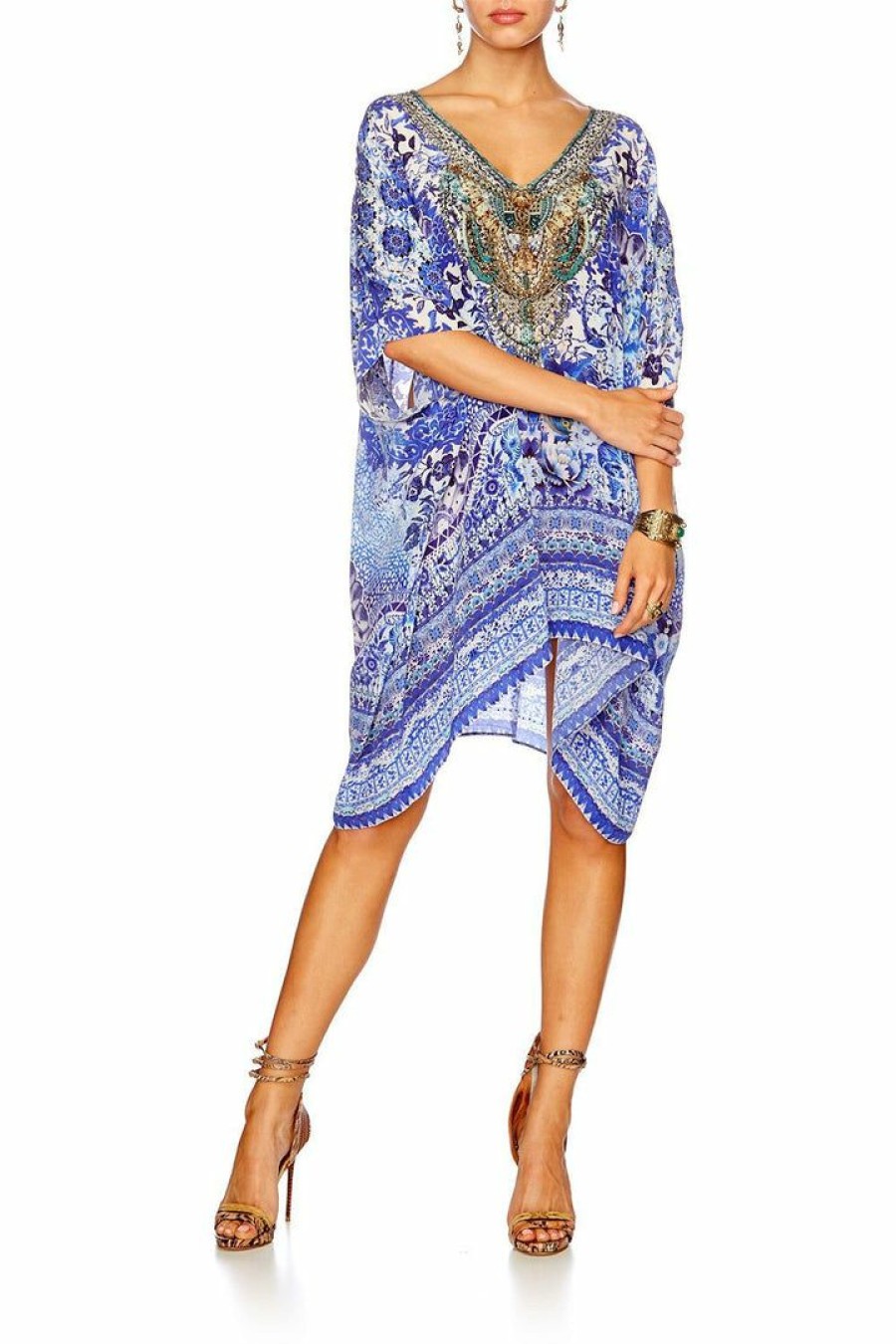 Swimwear Camilla Eboutique (Us) | Camilla Eboutique (Us) Resort V-Neck Kaftan Guardian Of Secrets