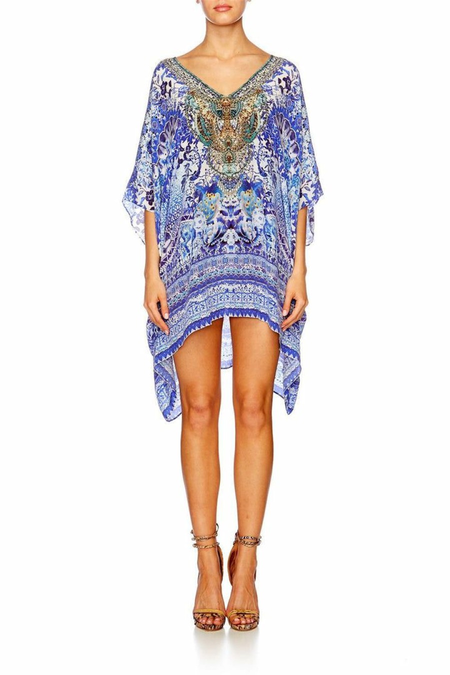 Swimwear Camilla Eboutique (Us) | Camilla Eboutique (Us) Resort V-Neck Kaftan Guardian Of Secrets