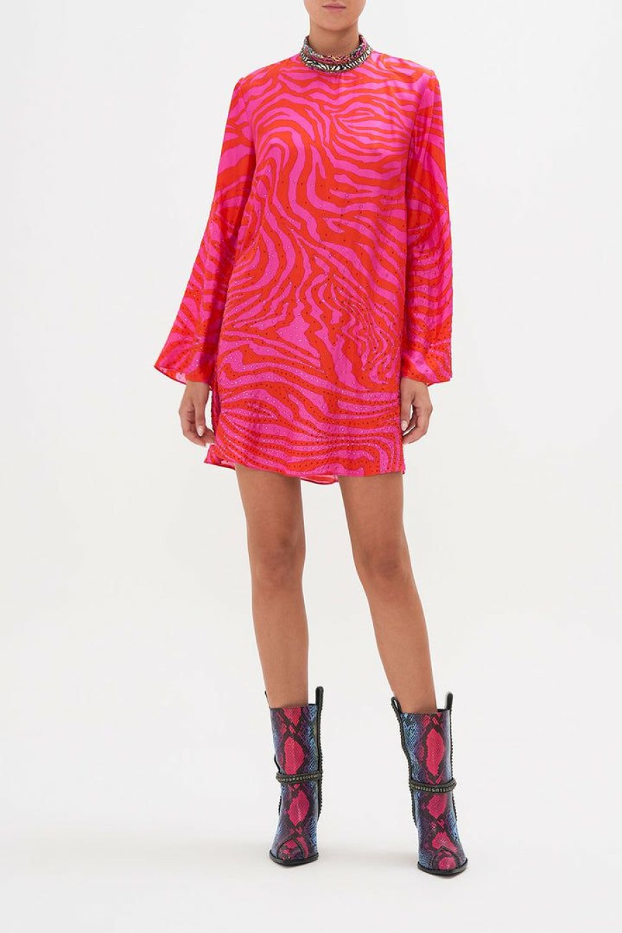 Clothing Camilla Eboutique (Us) | Camilla Eboutique (Us) Long Sleeve Swing Dress Zebra Zone