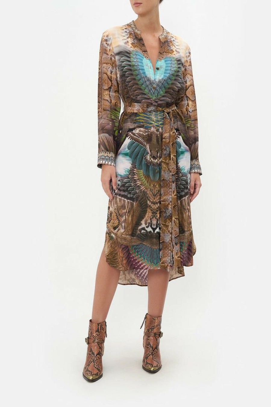 Clothing Camilla Eboutique (Us) | Camilla Eboutique (Us) Mid Length Shirt Dress Call Of The Falcon Clothing