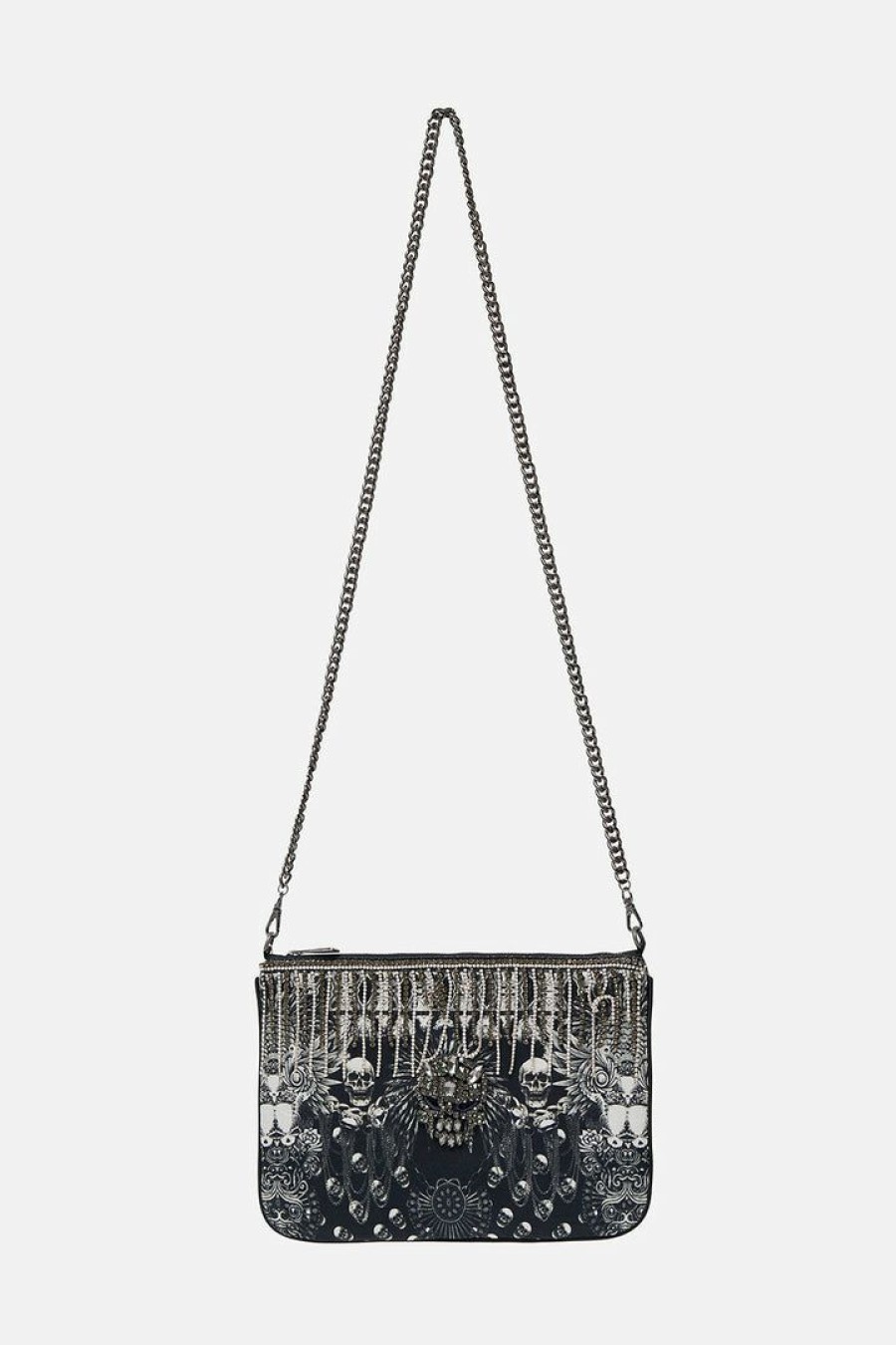 Accessories Camilla Eboutique (Us) | Camilla Eboutique (Us) Embellished Zip Top Clutch With Strap Order Of Disorder