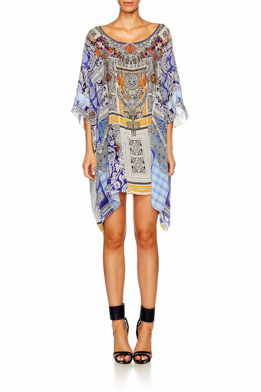 Swimwear Camilla Eboutique (Us) | Camilla Eboutique (Us) Short Round Neck Kaftan Dress Up Box Resort