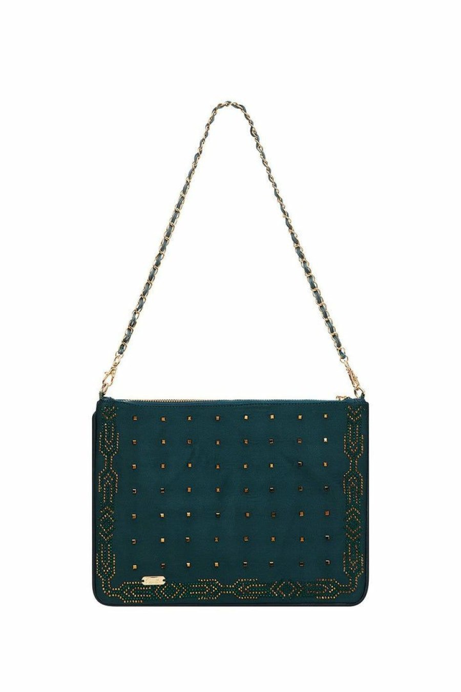 Accessories Camilla Eboutique (Us) | Camilla Eboutique (Us) Zip Top Clutch Cross Body Luxe Emerald Sale Accessories