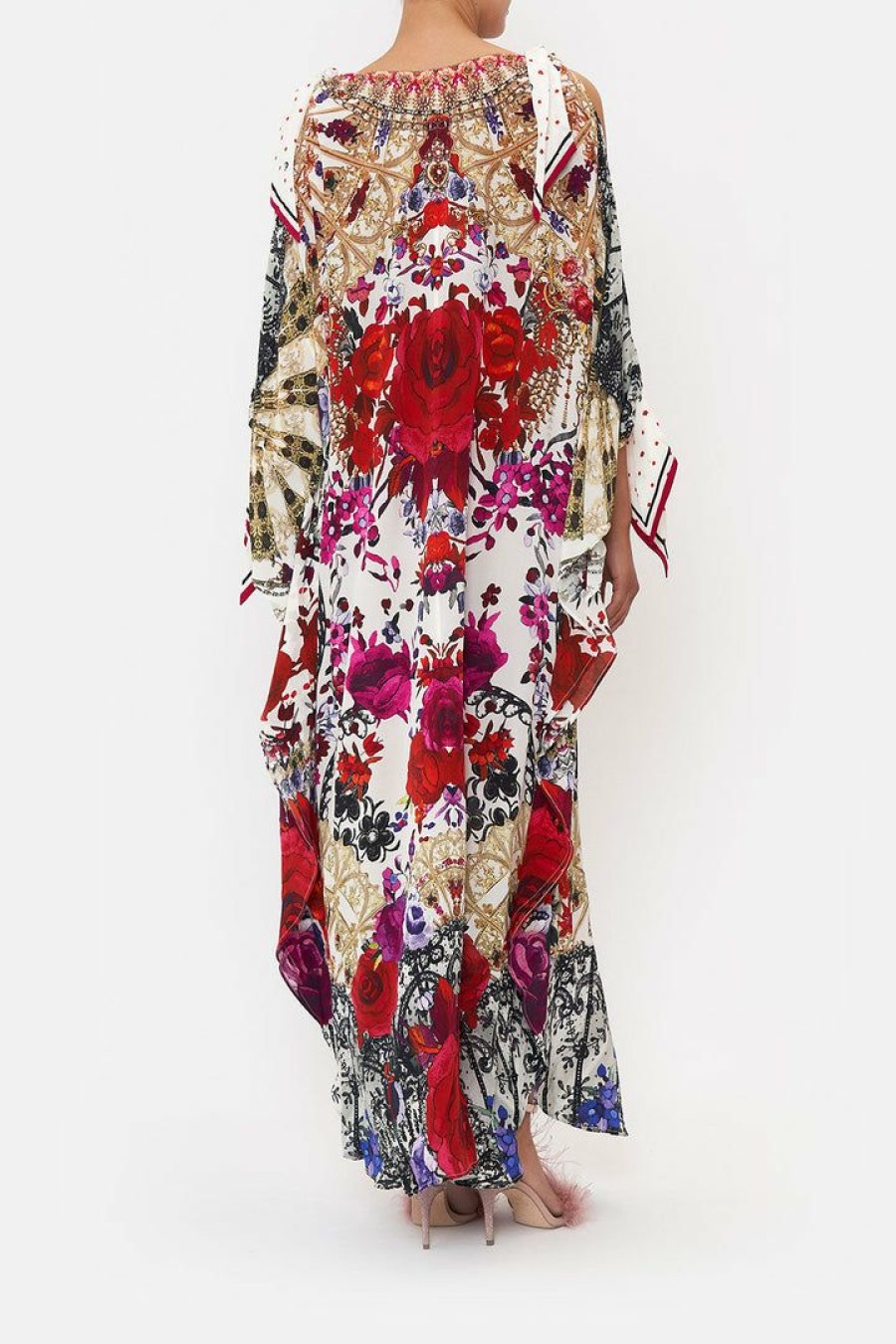 Clothing Camilla Eboutique (Us) | Camilla Eboutique (Us) Clothing Scarf Tie Kaftan Reign Of Roses