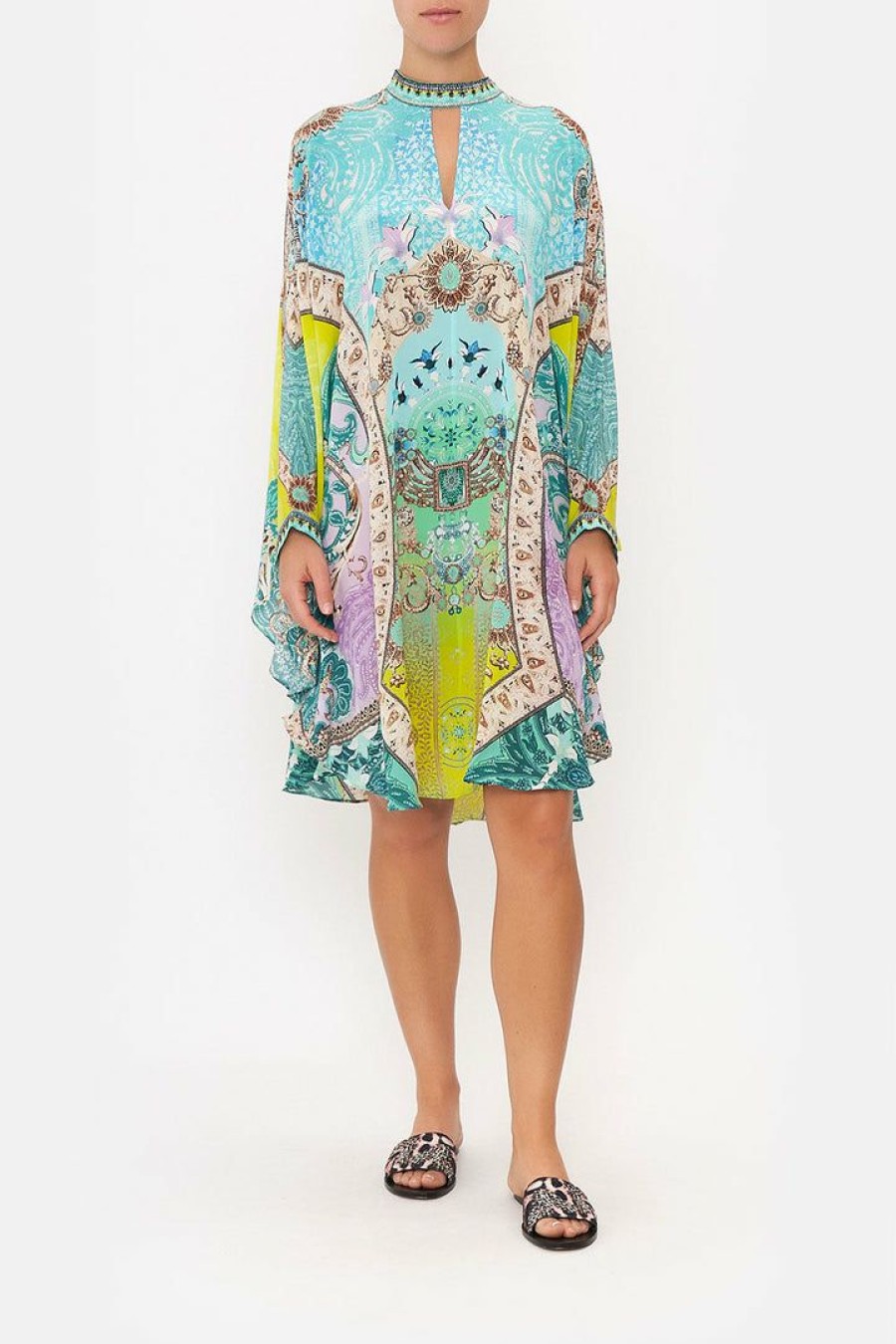 Clothing Camilla Eboutique (Us) | Camilla Eboutique (Us) Short Kaftan With High Neck Turn Back Time