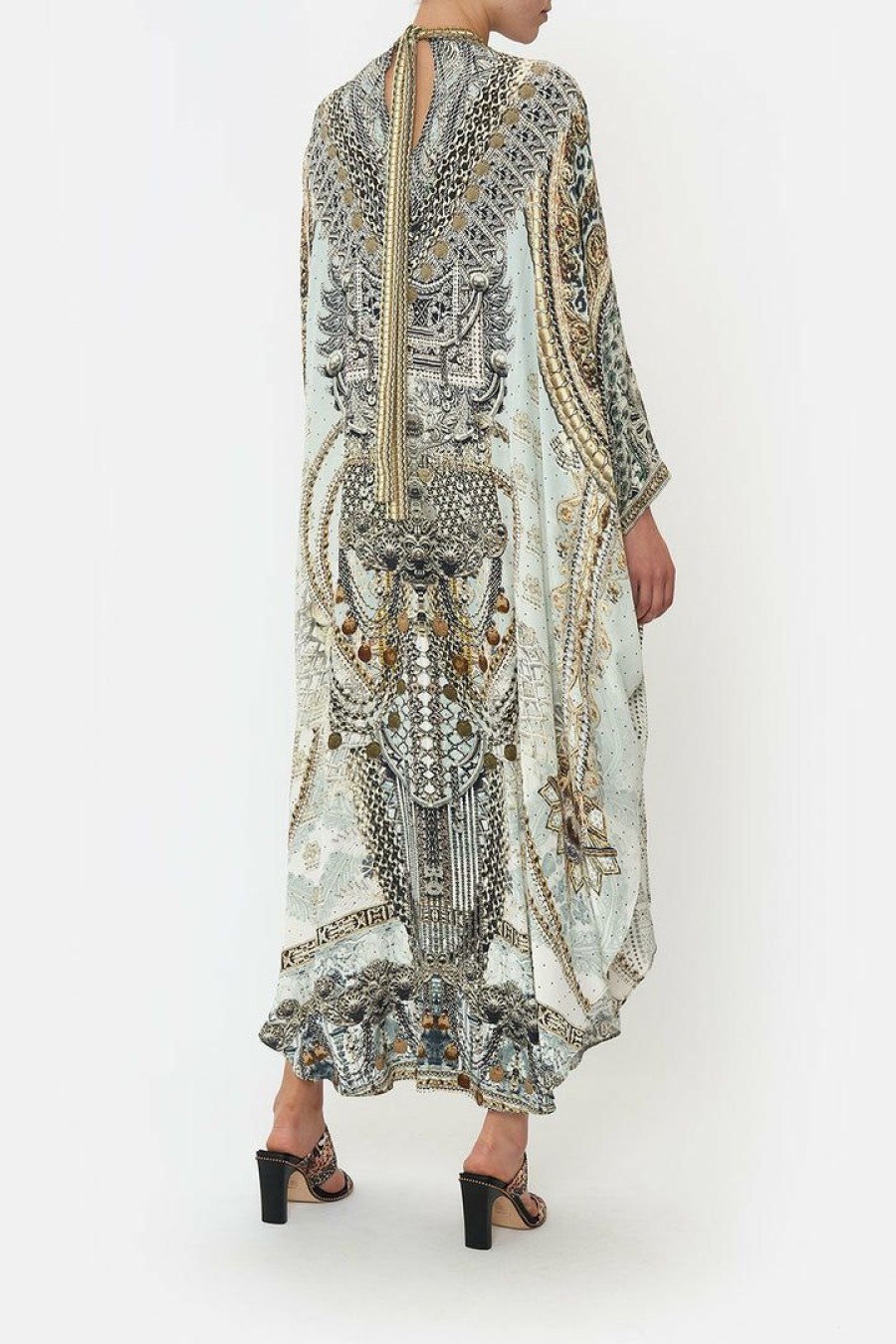 Clothing Camilla Eboutique (Us) | Camilla Eboutique (Us) High Collar Kaftan With Tie Luxe Espiritu