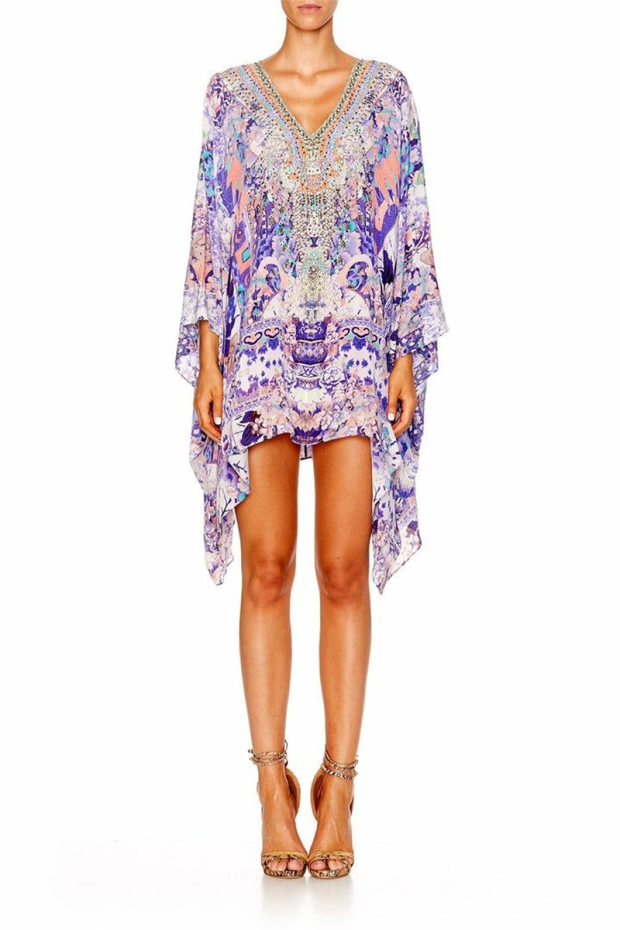 Swimwear Camilla Eboutique (Us) | Camilla Eboutique (Us) Split Shoulder Short Kaftan Still Life Resort