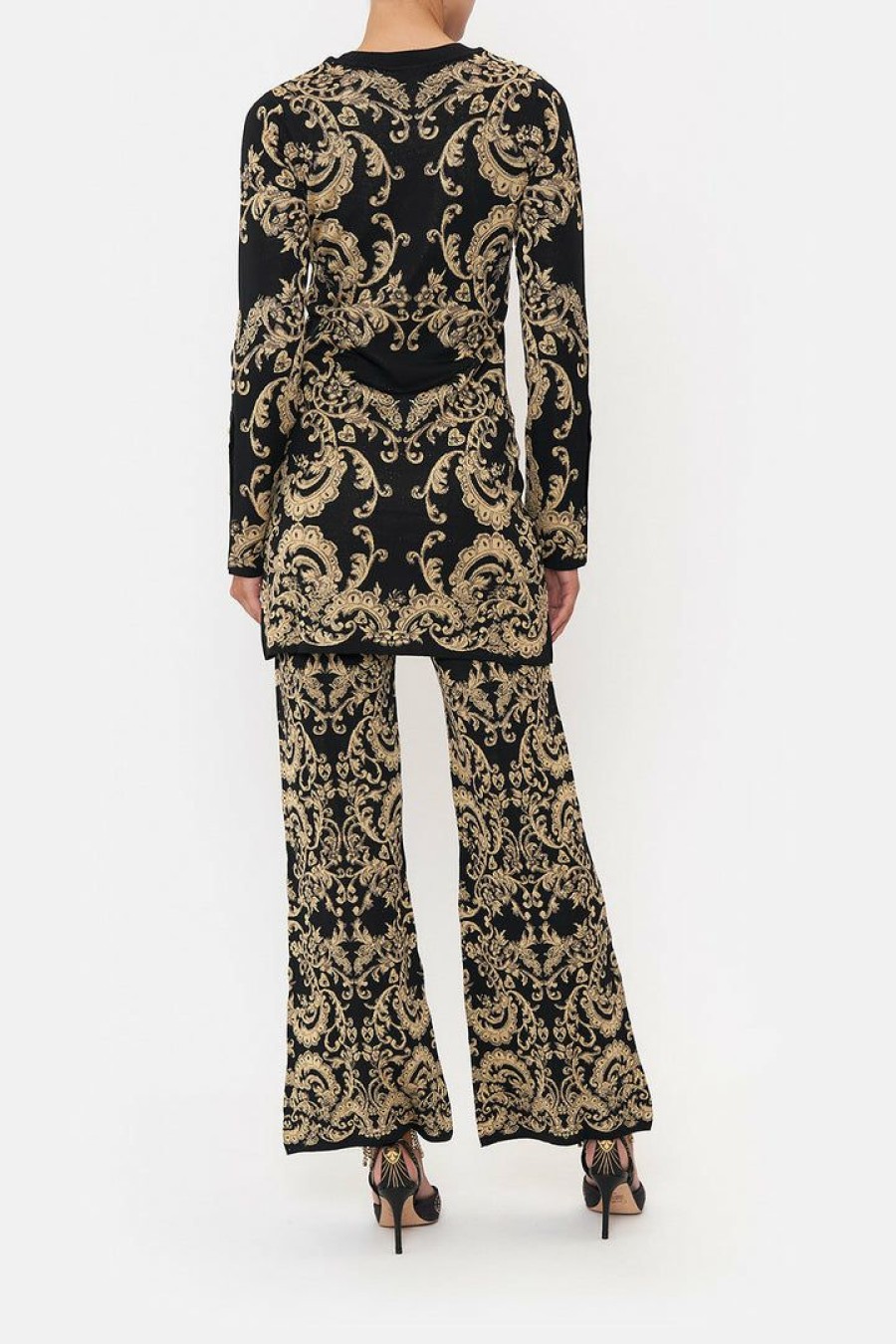 Accessories Camilla Eboutique (Us) | Camilla Eboutique (Us) Flared Jacquard Knit Pant Dance With Duende Clothing