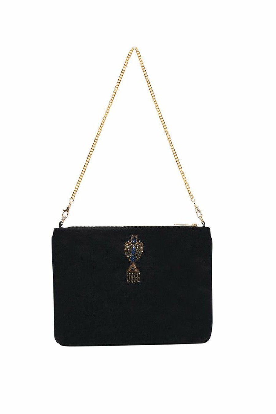 Accessories Camilla Eboutique (Us) | Camilla Eboutique (Us) Embellished Zip Top Clutch With Strap Quechua King