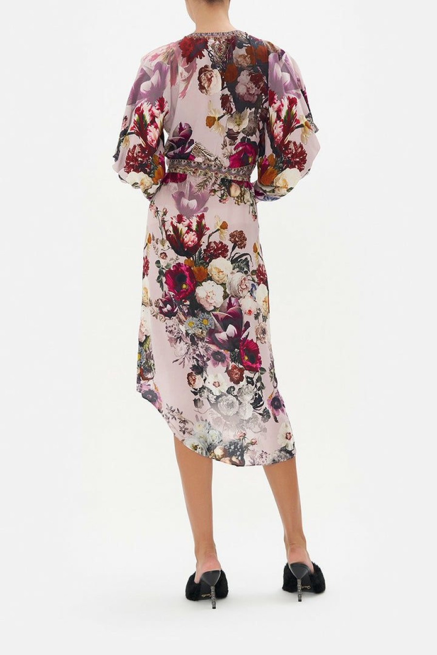 Clothing Camilla Eboutique (Us) | Camilla Eboutique (Us) Clothing Wrap Dress With Draped Sleeve Gypsy Rose