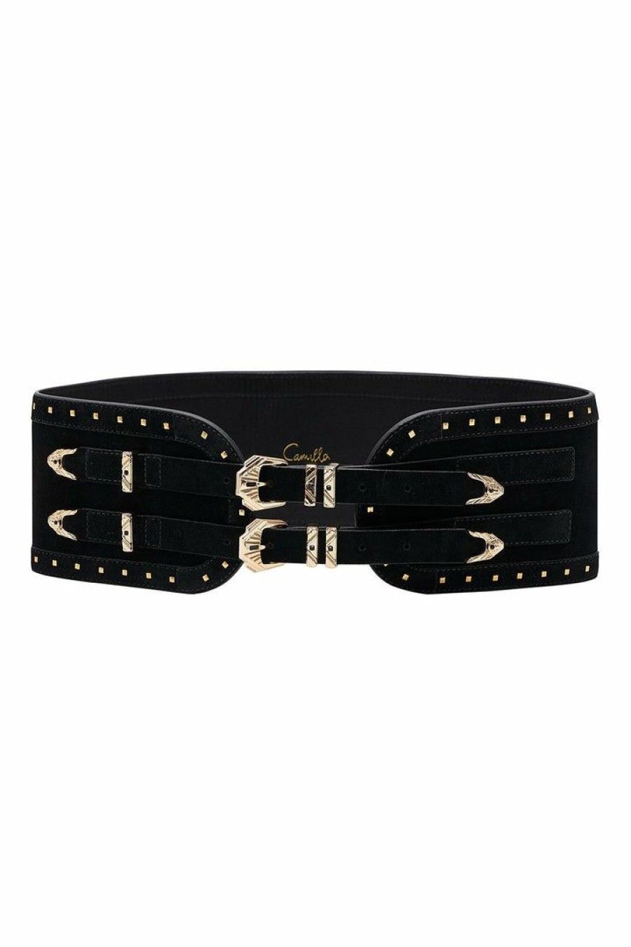 Accessories Camilla Eboutique (Us) | Camilla Eboutique (Us) Cinched Belt With Double Buckle Solid Black