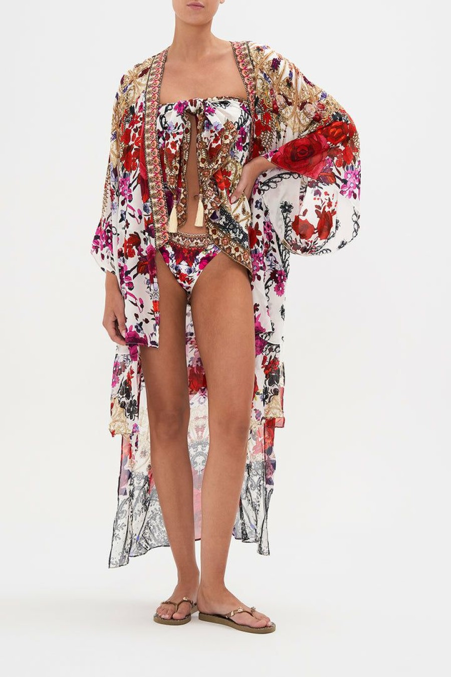 Clothing Camilla Eboutique (Us) | Camilla Eboutique (Us) Kimono With Long Underlayer Reign Of Roses