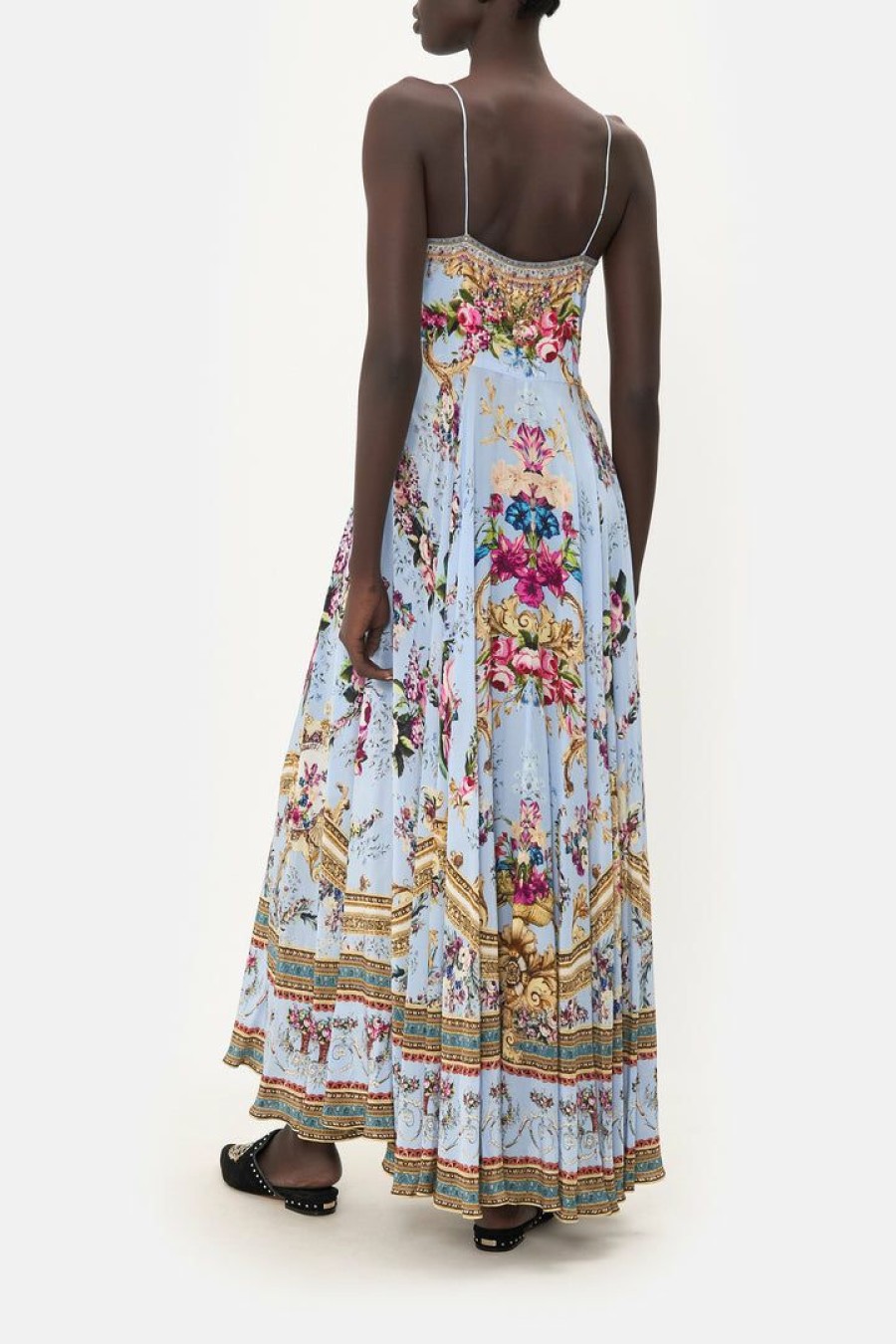 Clothing Camilla Eboutique (Us) | Camilla Eboutique (Us) Long Dress With Tie Front Floraful