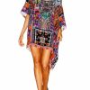 Swimwear Camilla Eboutique (Us) | Camilla Eboutique (Us) Short Round Neck Kaftan Patch Me Up Resort