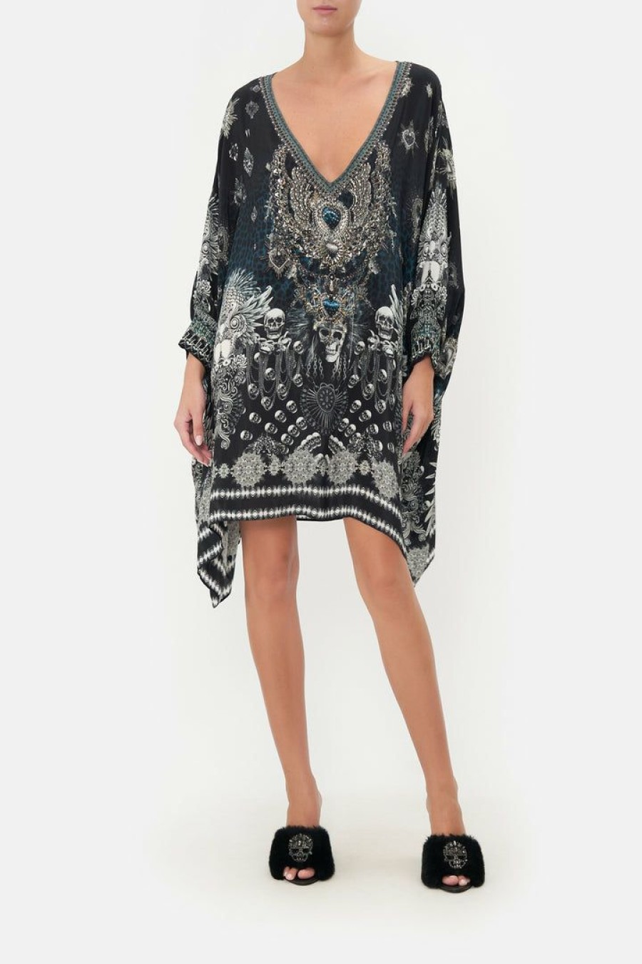 Clothing Camilla Eboutique (Us) | Camilla Eboutique (Us) Clothing Short Kaftan With Cuff Animal Anarchy