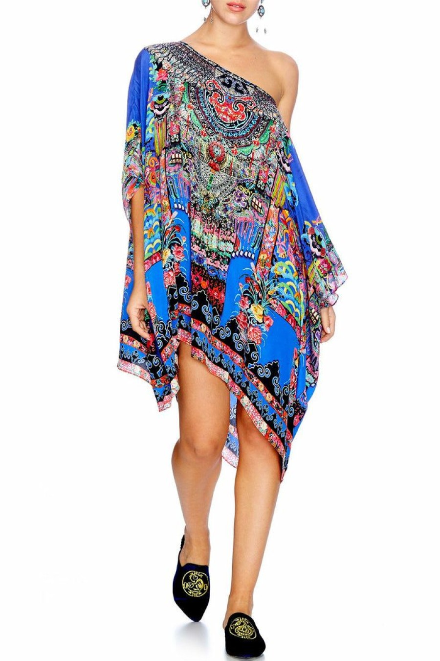 Swimwear Camilla Eboutique (Us) | Camilla Eboutique (Us) Short Round Neck Kaftan Pretty Precession Resort