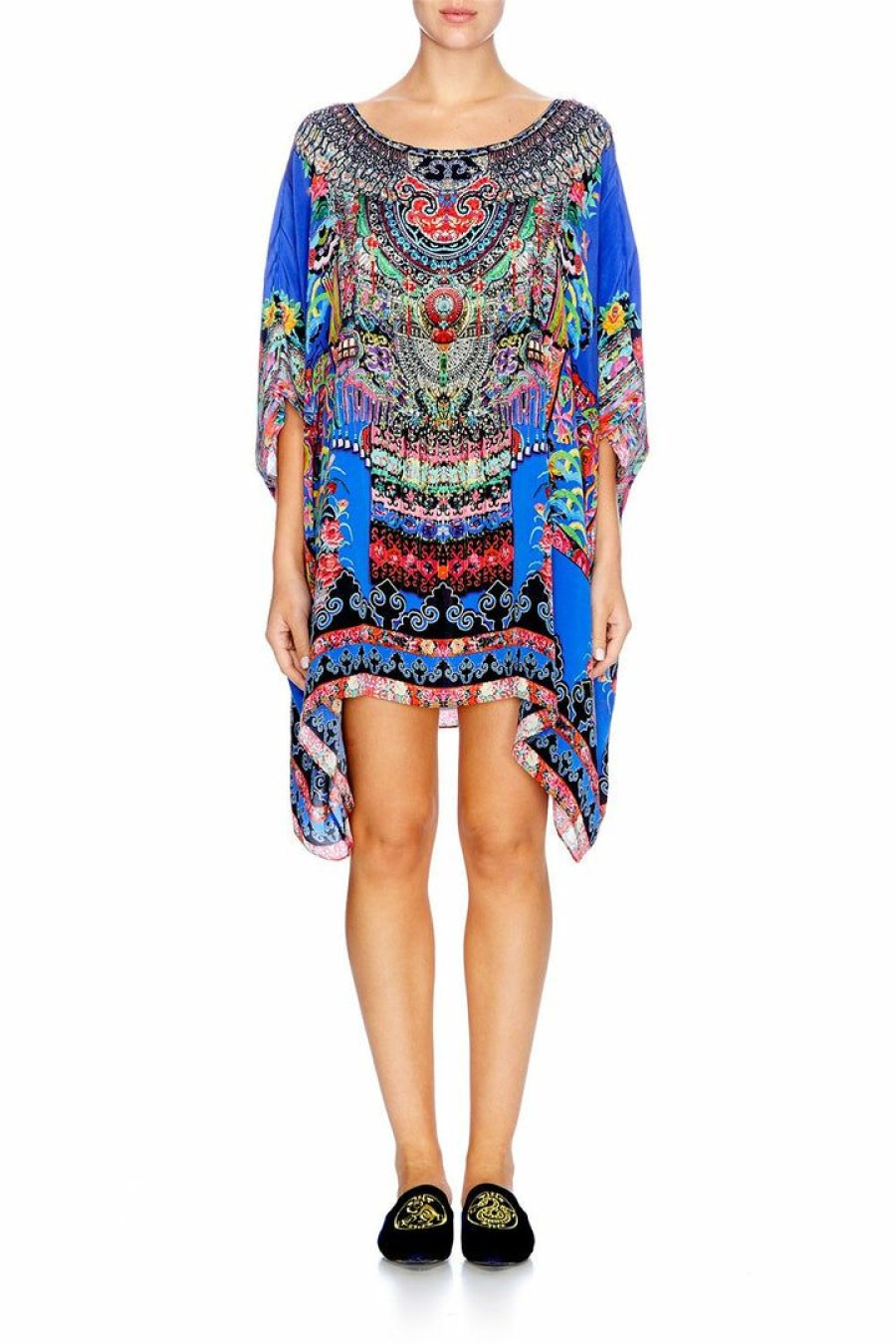 Swimwear Camilla Eboutique (Us) | Camilla Eboutique (Us) Short Round Neck Kaftan Pretty Precession Resort