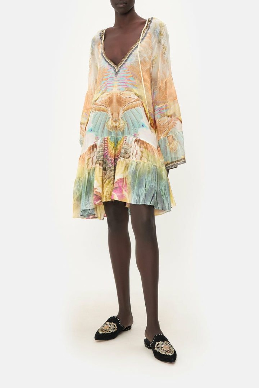 Clothing Camilla Eboutique (Us) | Camilla Eboutique (Us) A-Line Gathered Panel Dress Take Flight