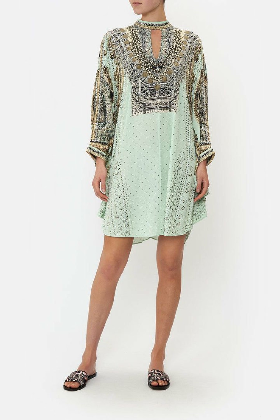 Clothing Camilla Eboutique (Us) | Camilla Eboutique (Us) Short Kaftan With High Neck Free Espiritu