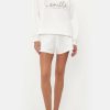 Accessories Camilla Eboutique (Us) | Camilla Eboutique (Us) Short Relaxed Sweater Logo Capsule Solid White