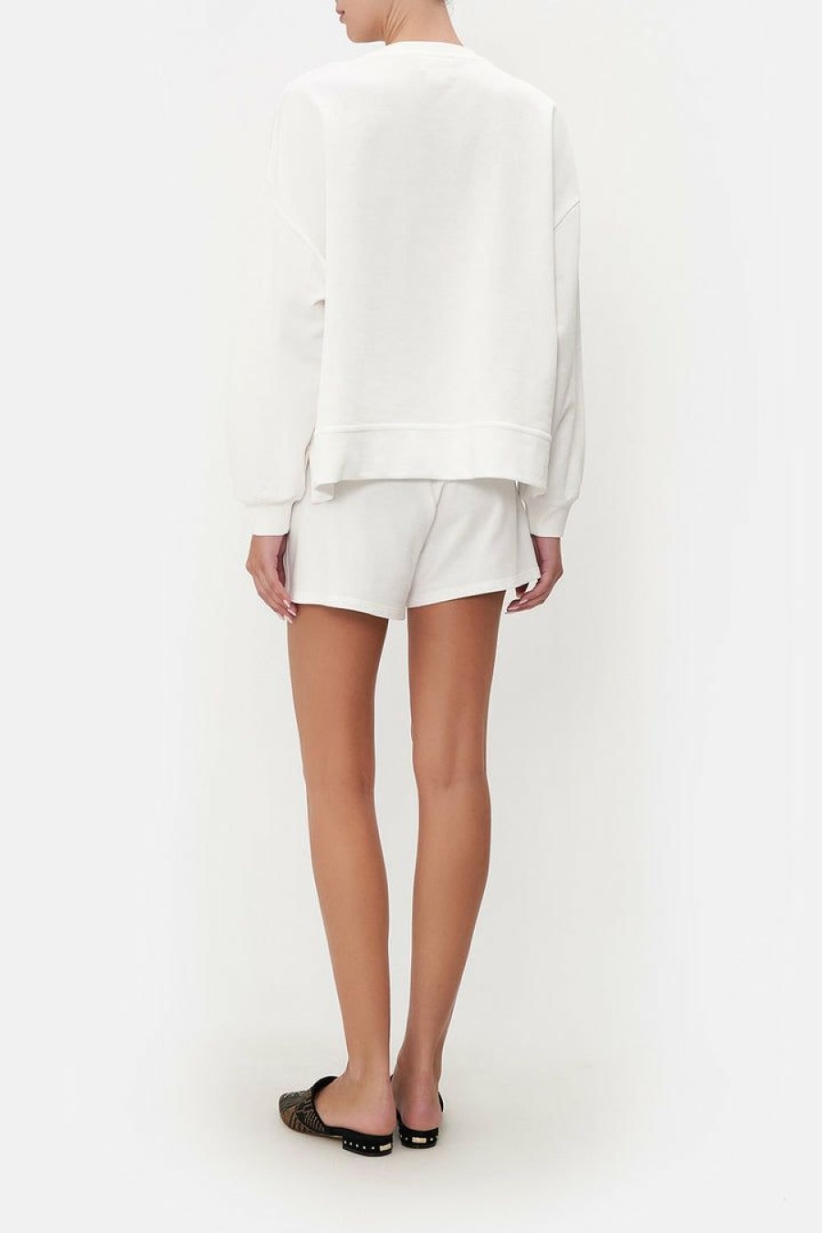 Accessories Camilla Eboutique (Us) | Camilla Eboutique (Us) Short Relaxed Sweater Logo Capsule Solid White