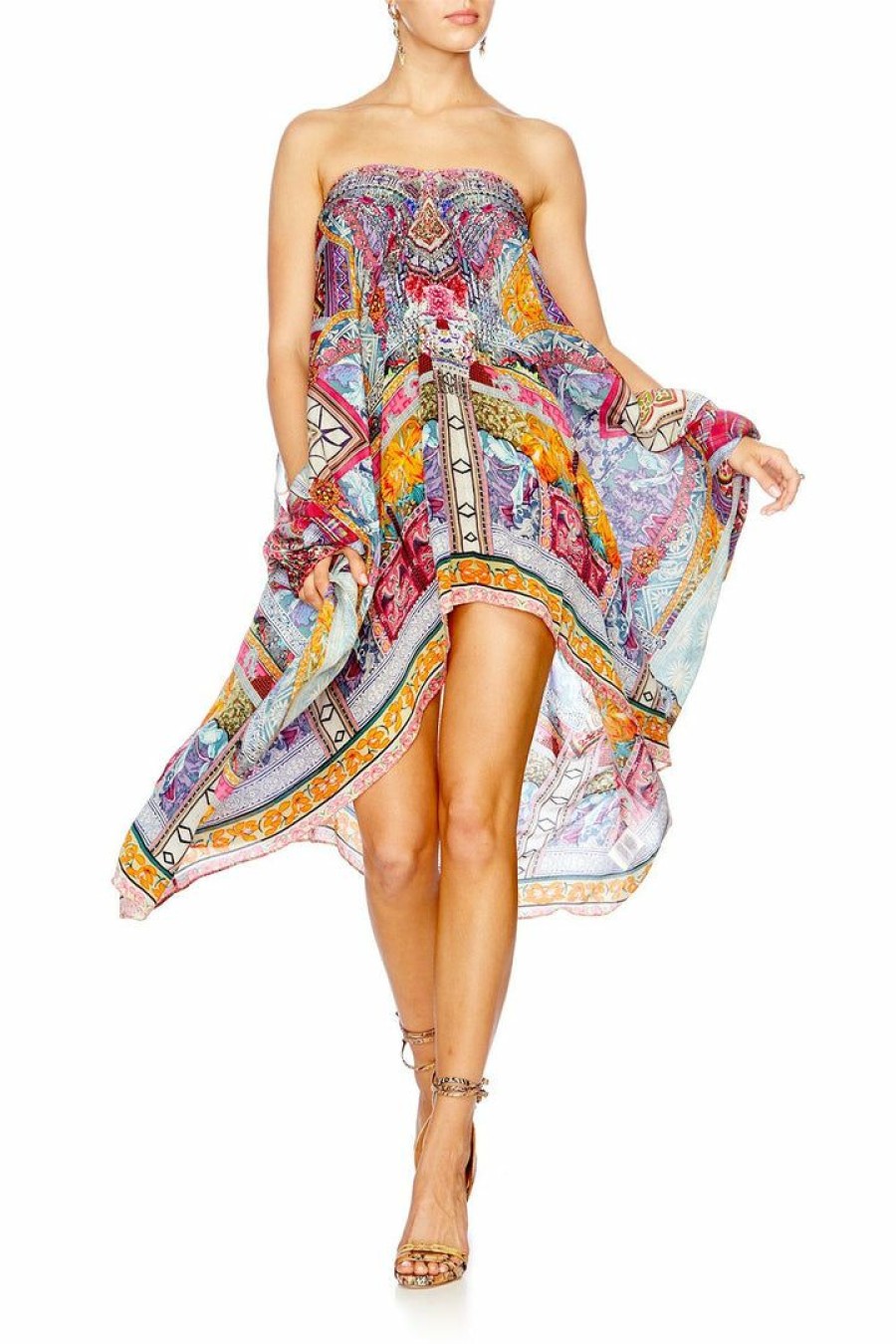 Swimwear Camilla Eboutique (Us) | Camilla Eboutique (Us) Split Shoulder Short Kaftan Sunday Best