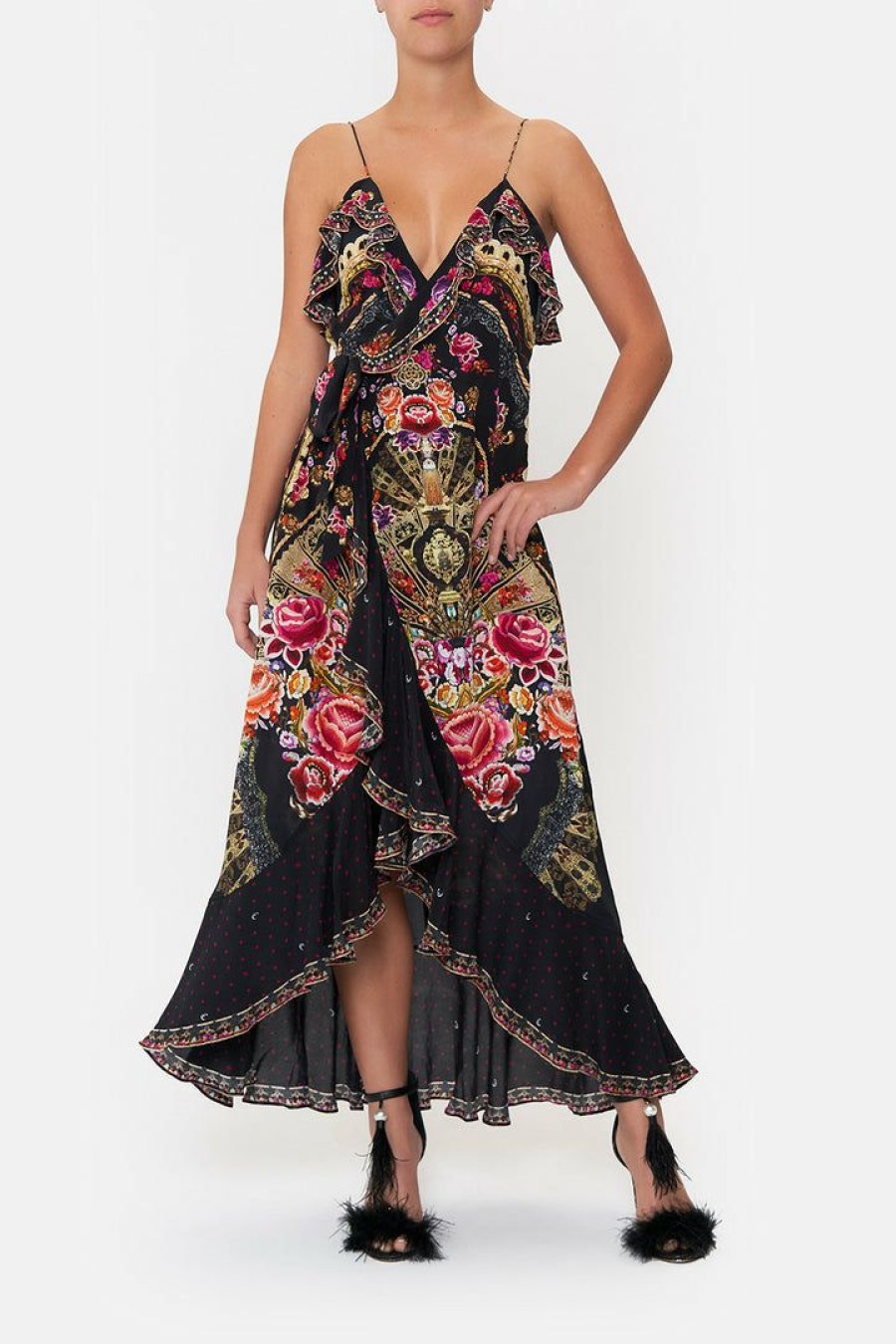 Clothing Camilla Eboutique (Us) | Camilla Eboutique (Us) Clothing Long Wrap Dress With Frill Dance With Duende