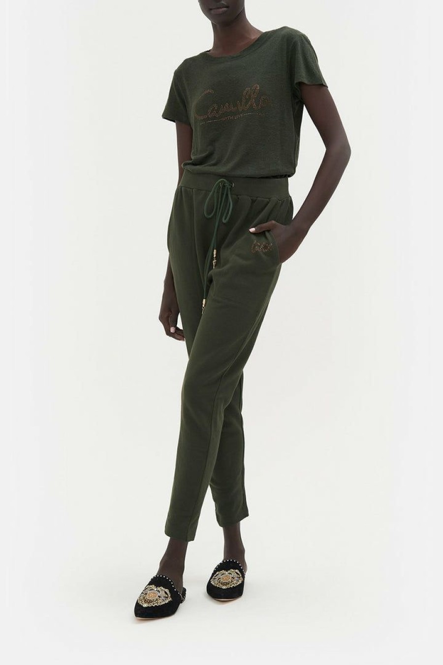 Accessories Camilla Eboutique (Us) | Camilla Eboutique (Us) Rib Waist Relaxed Pant Passport To Paradise Clothing