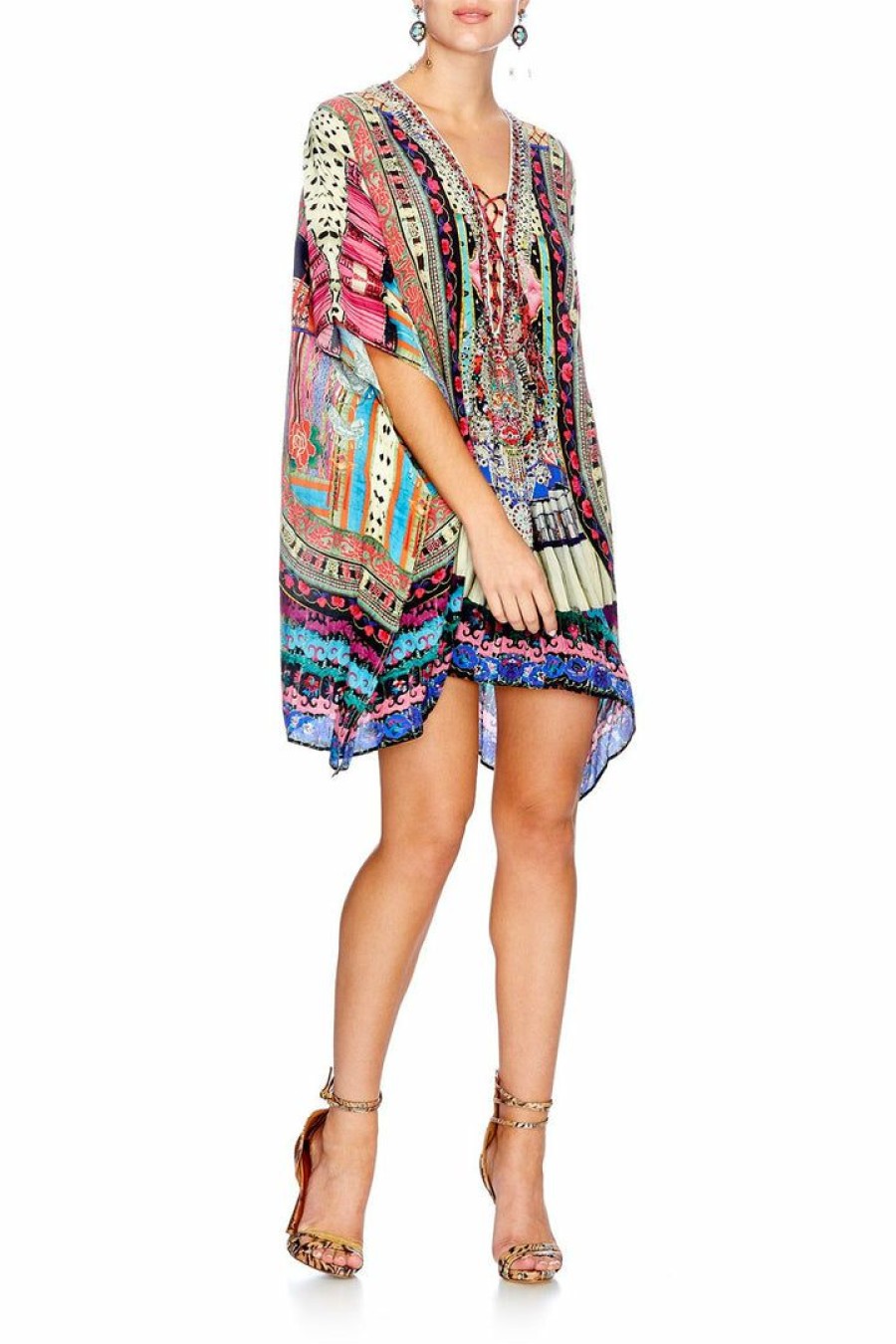 Swimwear Camilla Eboutique (Us) | Camilla Eboutique (Us) Short Lace Up Kaftan About A Girl Resort