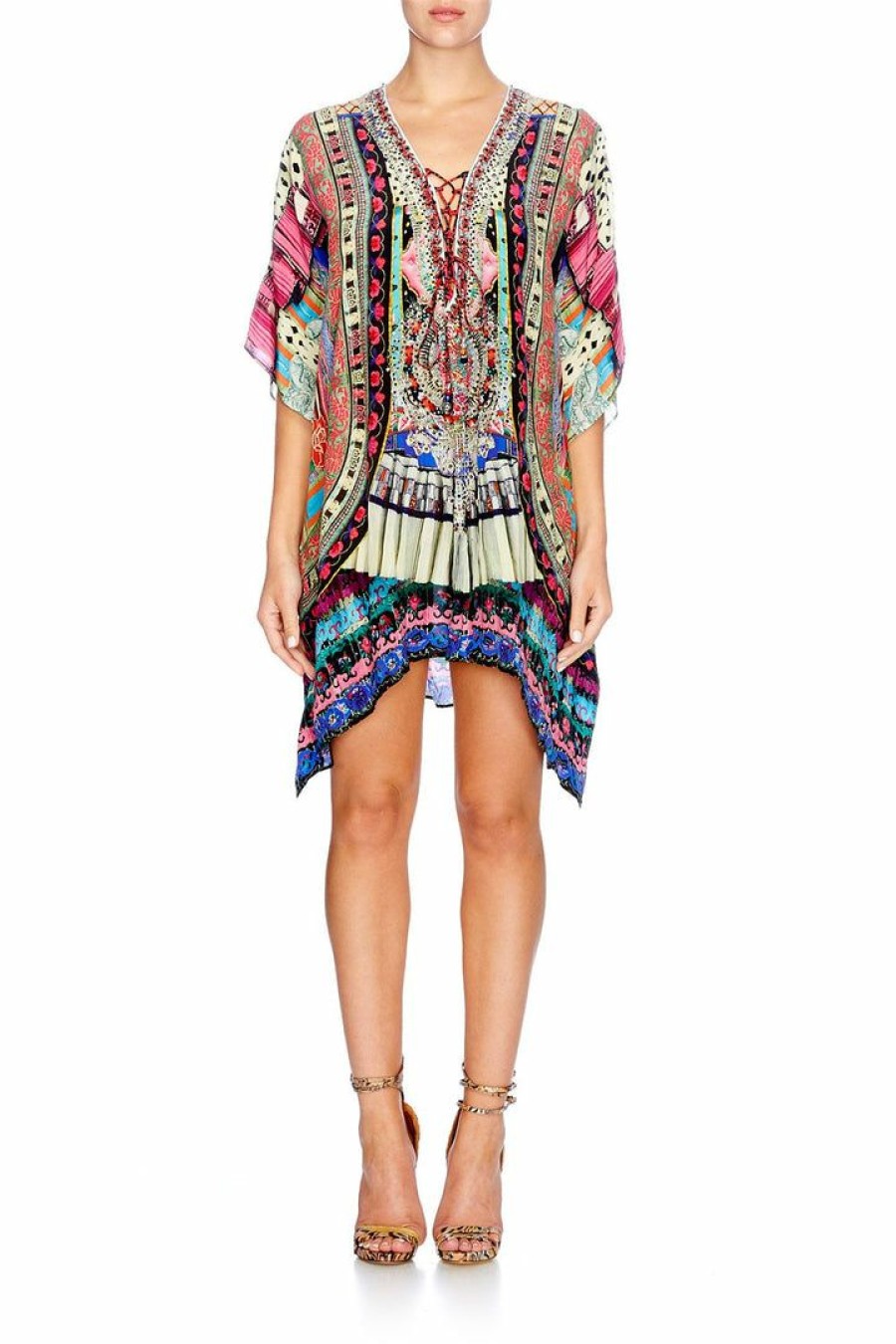 Swimwear Camilla Eboutique (Us) | Camilla Eboutique (Us) Short Lace Up Kaftan About A Girl Resort