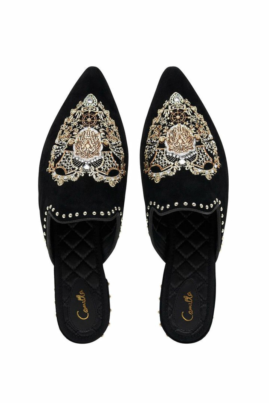 Accessories Camilla Eboutique (Us) | Camilla Eboutique (Us) Accessories Embroidered Slipper Solid Black