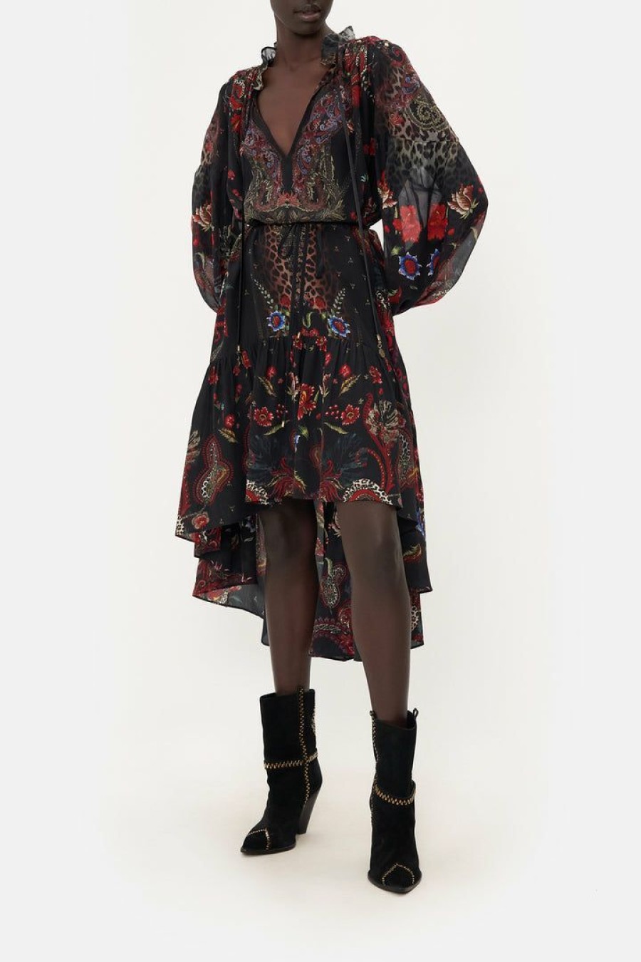 Clothing Camilla Eboutique (Us) | Camilla Eboutique (Us) Blouson High Low Dress Woodstock Rock