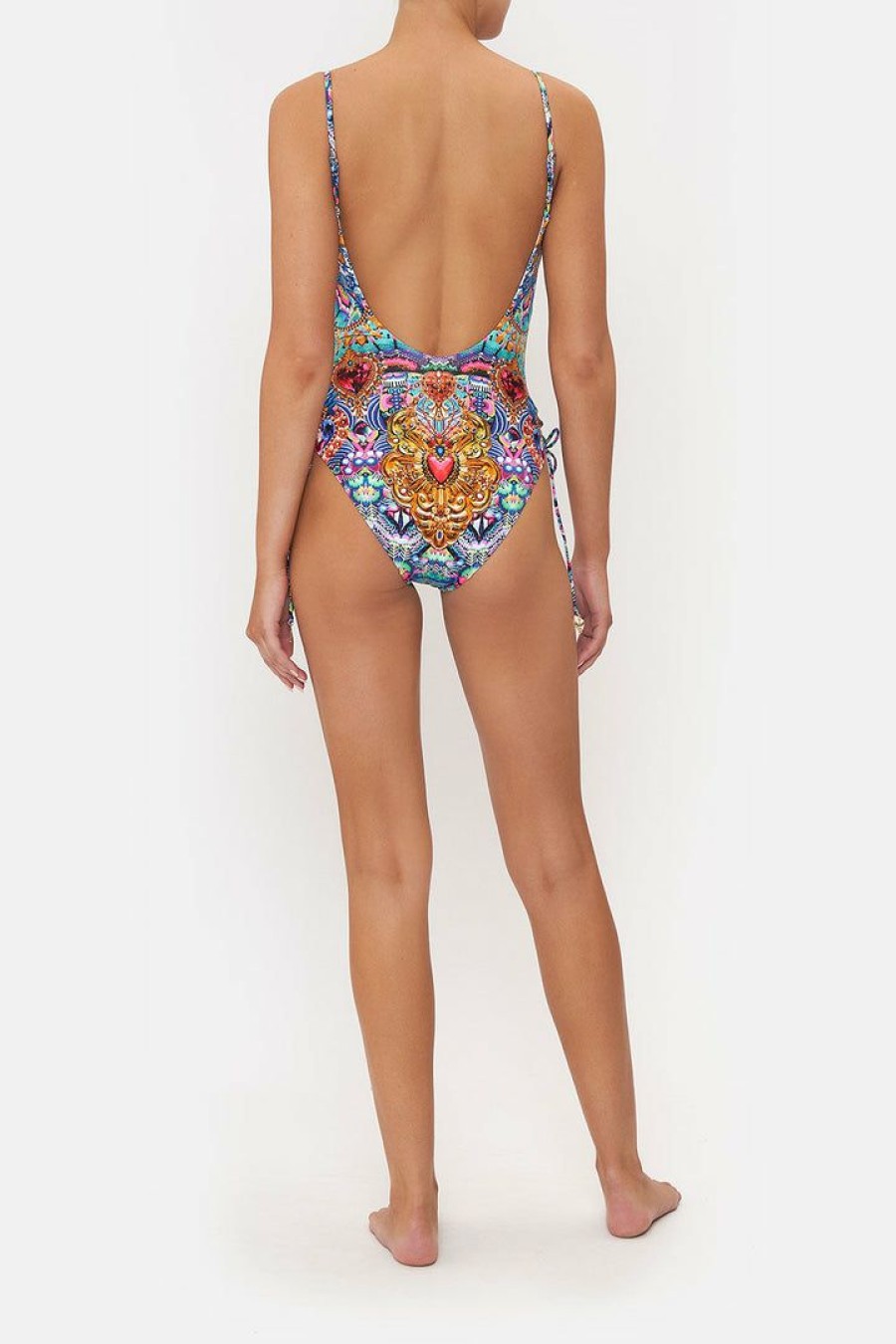 Accessories Camilla Eboutique (Us) | Camilla Eboutique (Us) Scoop Neck Lace Up Side One Piece Lucky Charms Swimwear