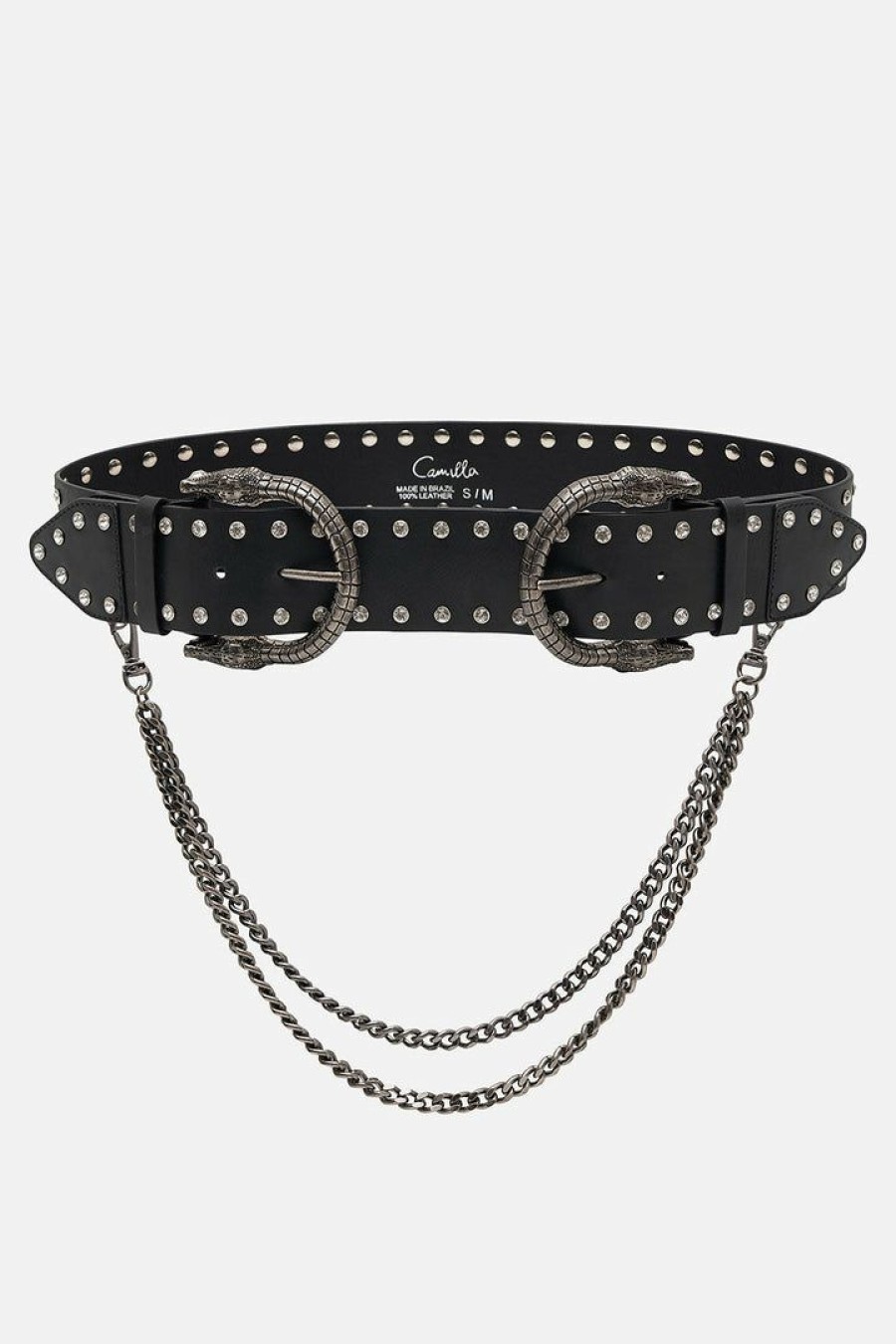 Accessories Camilla Eboutique (Us) | Camilla Eboutique (Us) Double Croc Leather Belt Solid Black