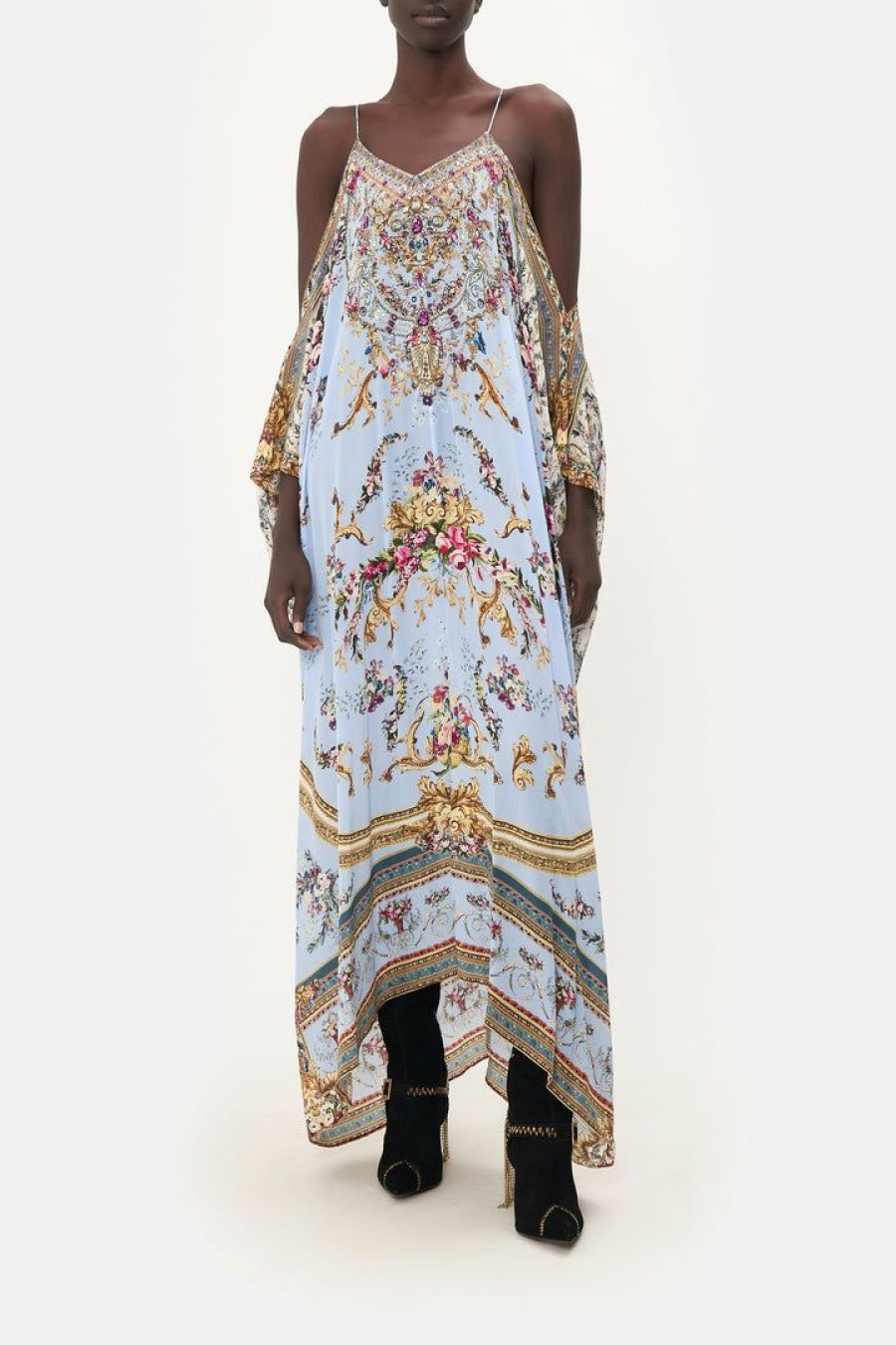 Clothing Camilla Eboutique (Us) | Camilla Eboutique (Us) Shoestring Strap Kaftan Floraful