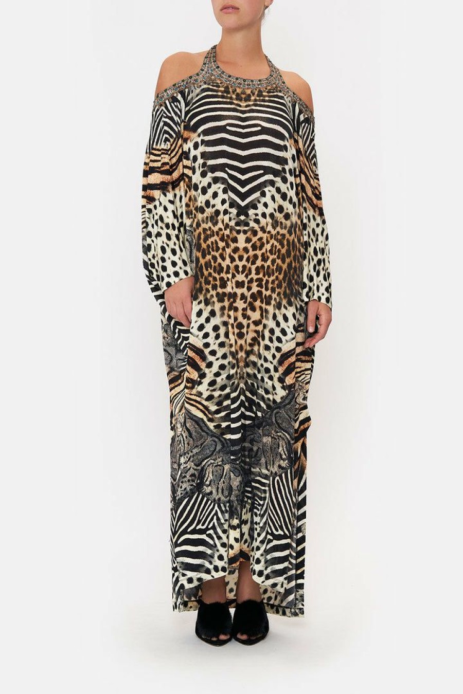 Clothing Camilla Eboutique (Us) | Camilla Eboutique (Us) Cutaway Shoulder Kaftan For The Love Of Leo