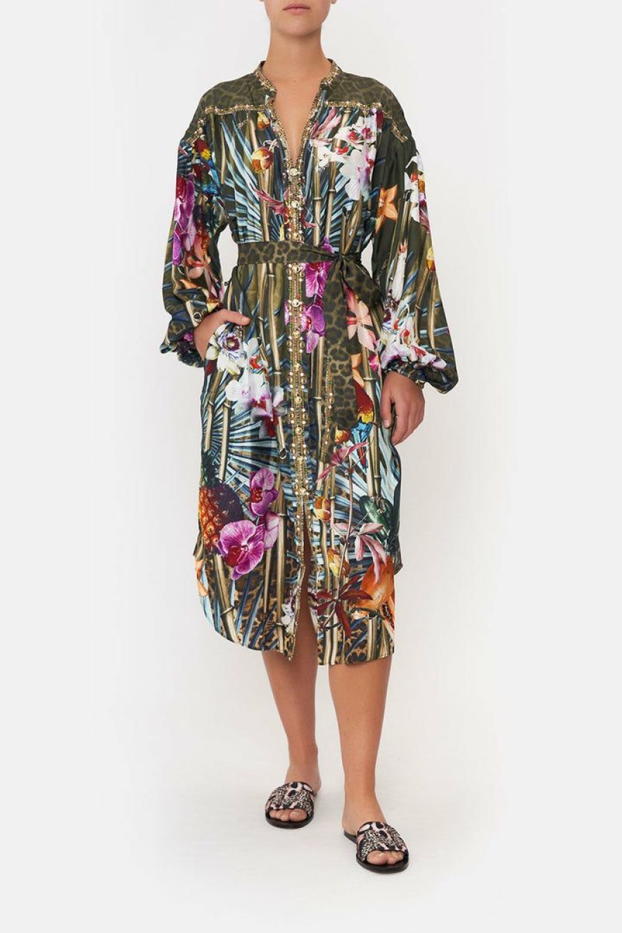 Clothing Camilla Eboutique (Us) | Camilla Eboutique (Us) Clothing Blouson Sleeve Midi Dress Passport To Paradise